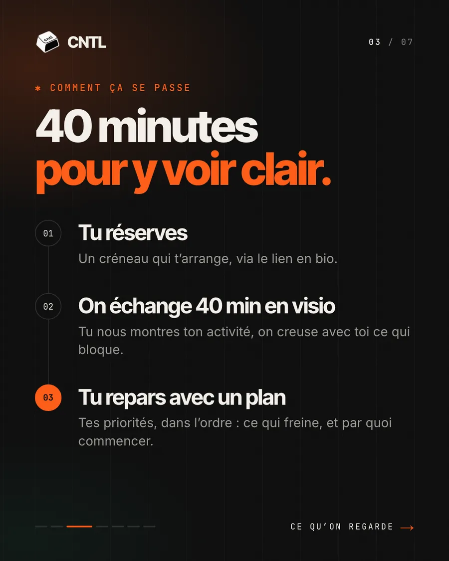 Carrousel Instagram : l’audit gratuit CNTL, slide 3 sur 7