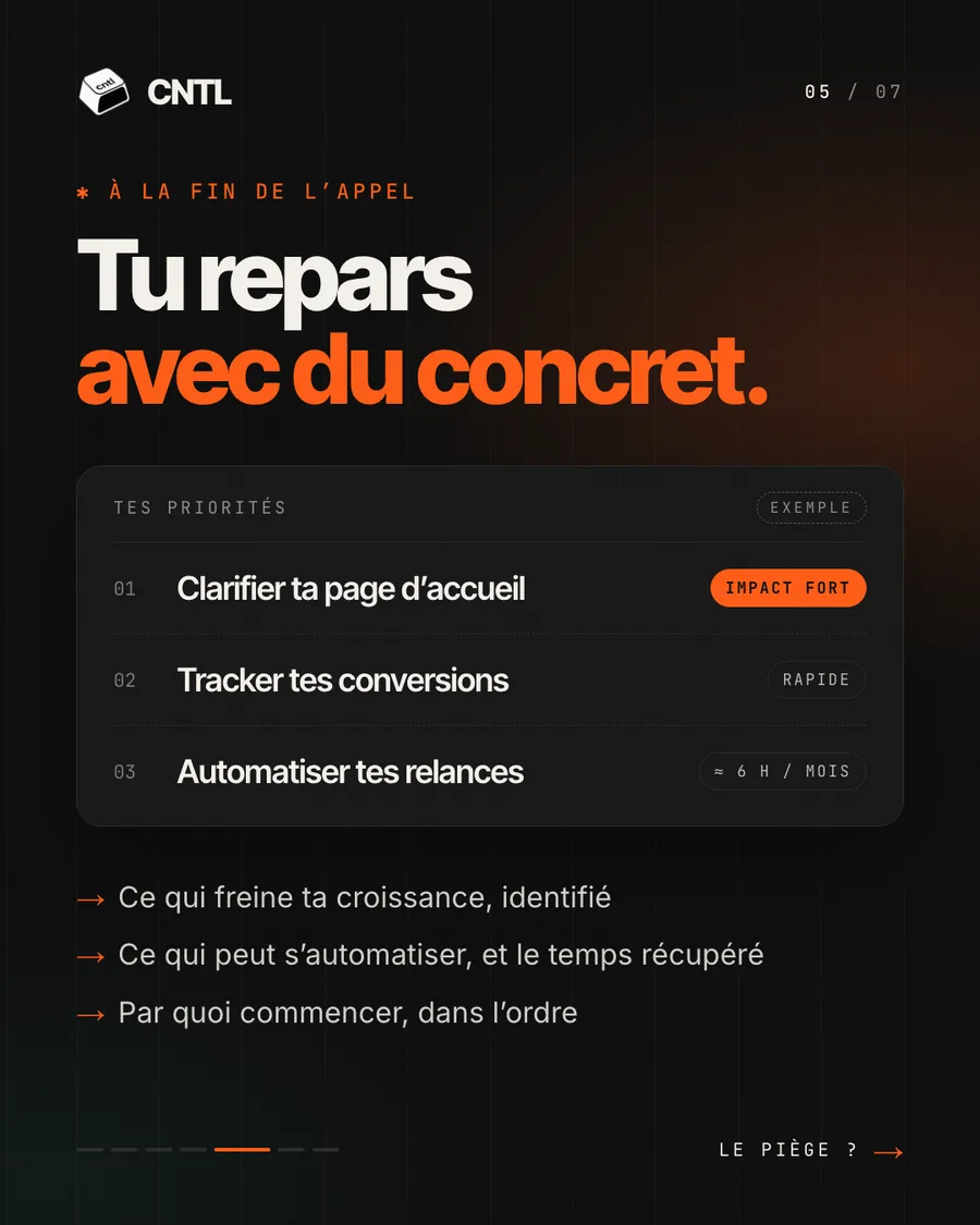 Carrousel Instagram : l’audit gratuit CNTL, slide 5 sur 7