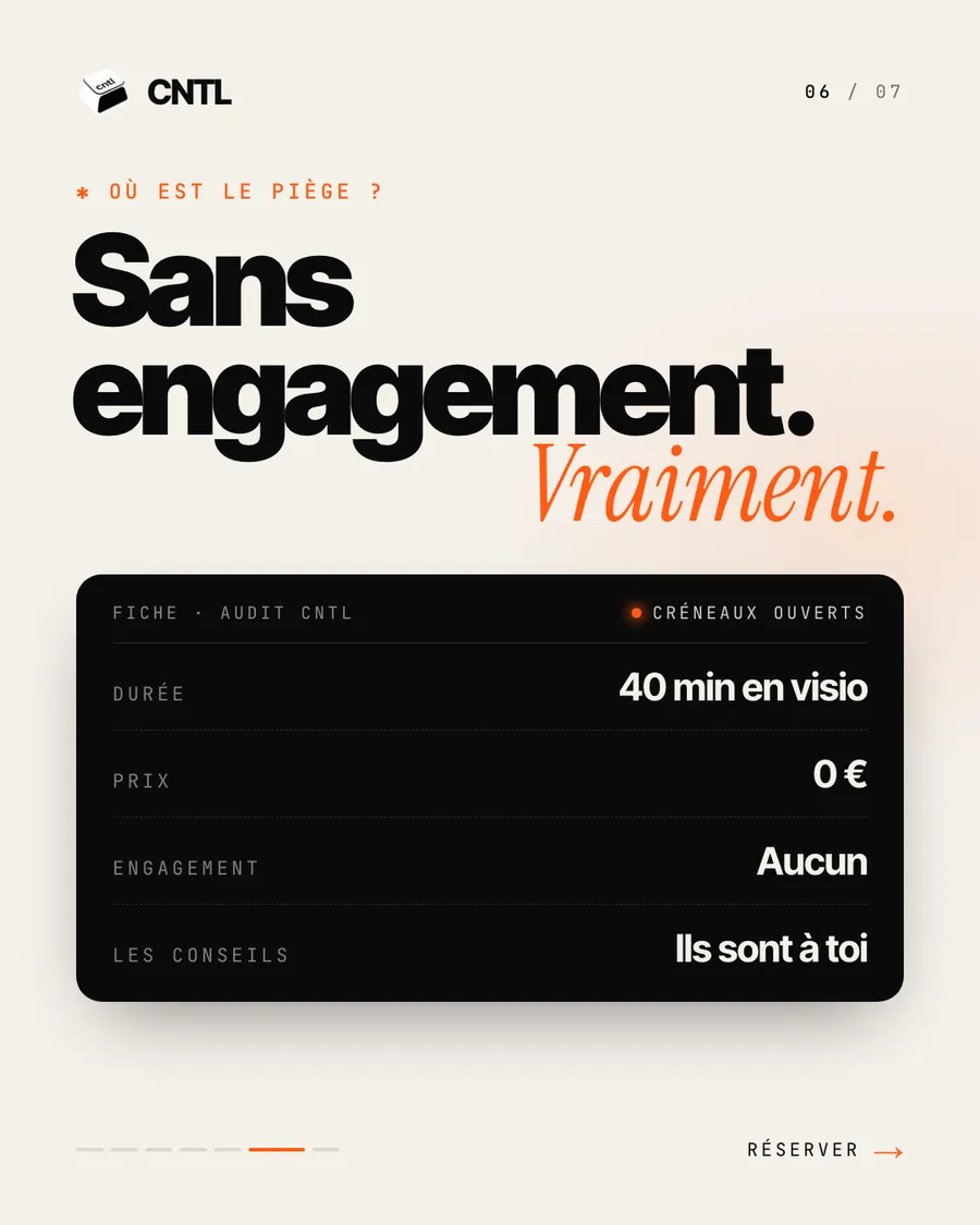 Carrousel Instagram : l’audit gratuit CNTL, slide 6 sur 7