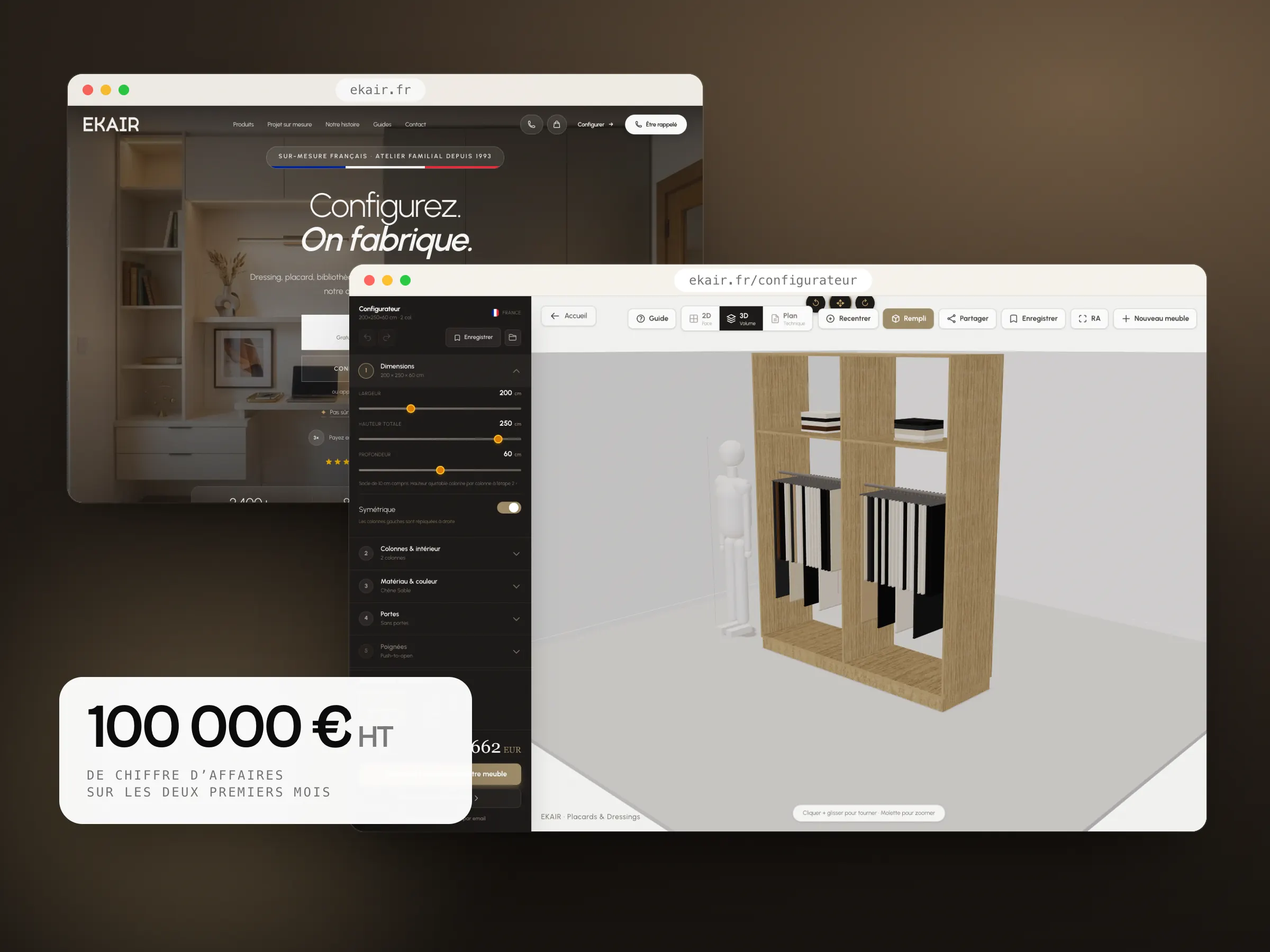 EKAIR : le site et le configurateur 3D en ligne, 100 000 € HT de chiffre d’affaires sur les deux premiers mois